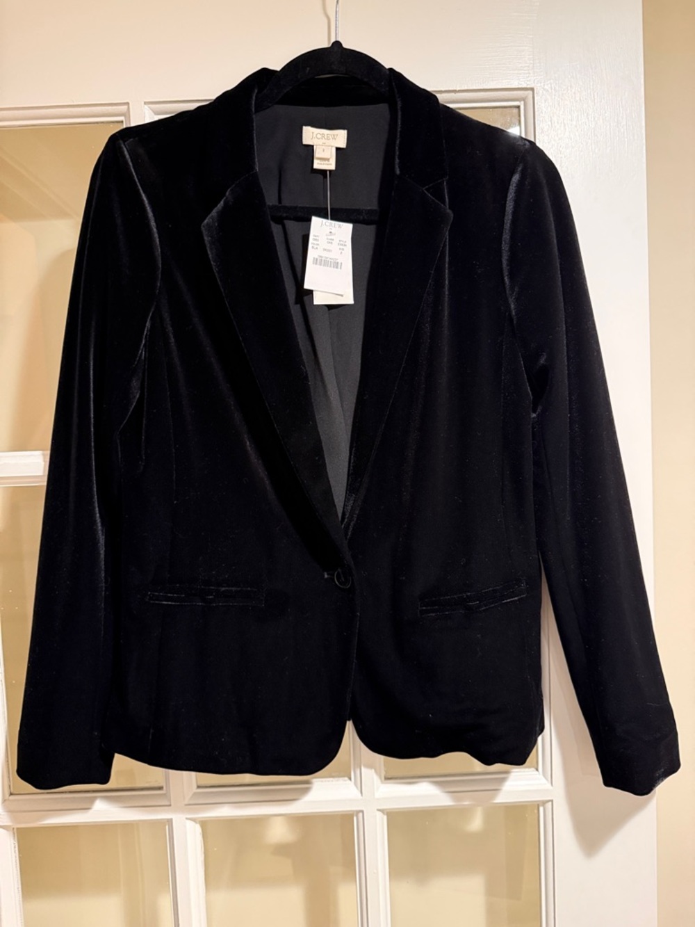 J. Crew Black Velvet Single-Button Blazer